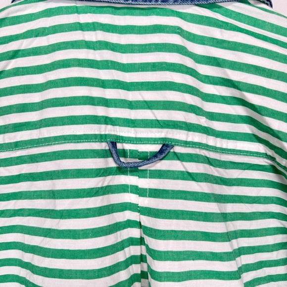 Panhandle Slim Rough Stock Western Shirt Men Large Green White Denim Collar - Picture 7 of 10